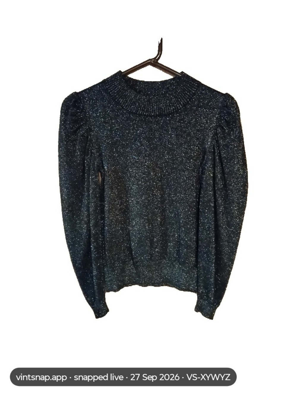 Liz Claiborne Sparkle Navy Puff-Sleeve Turtleneck Sweater